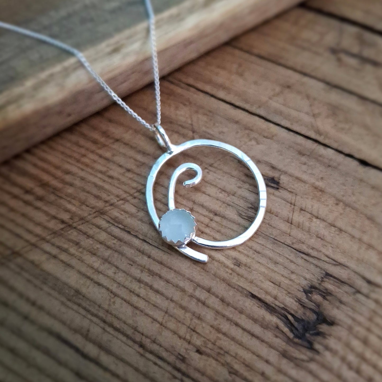 Handmade Silver Wave Necklace Aquamarine medium