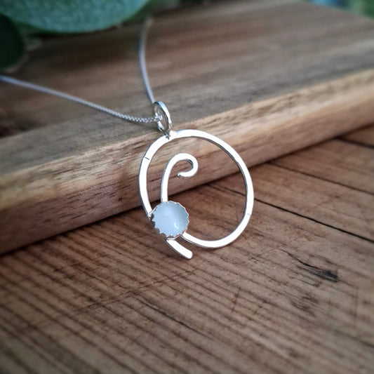 Handmade Silver Wave Necklace Aquamarine medium