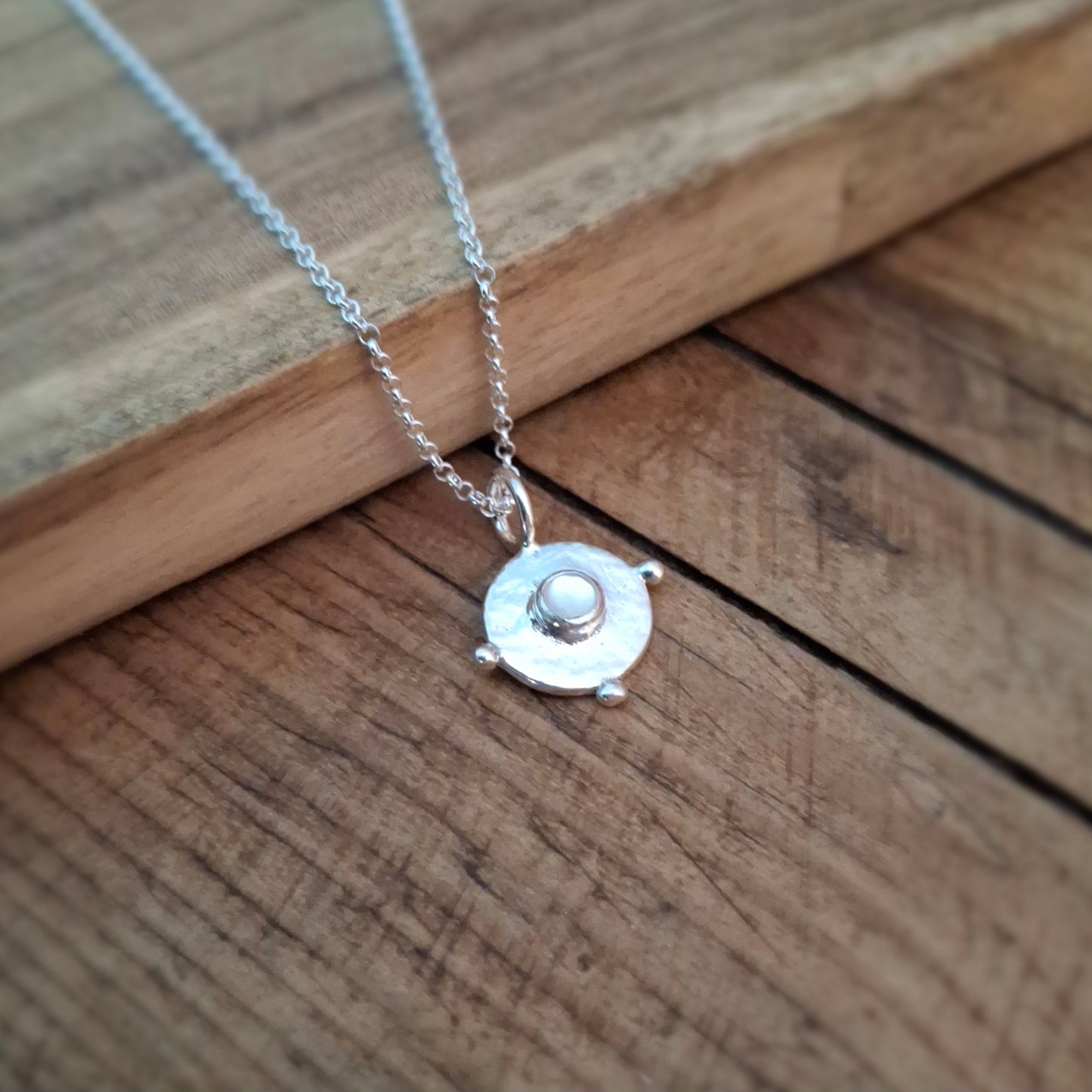 Boho Mother of Pearl Silver Necklace