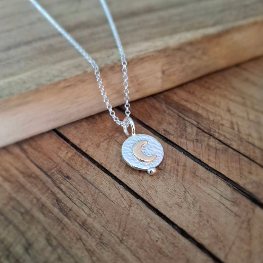 Boho Gold Crescent Moon Silver Necklace