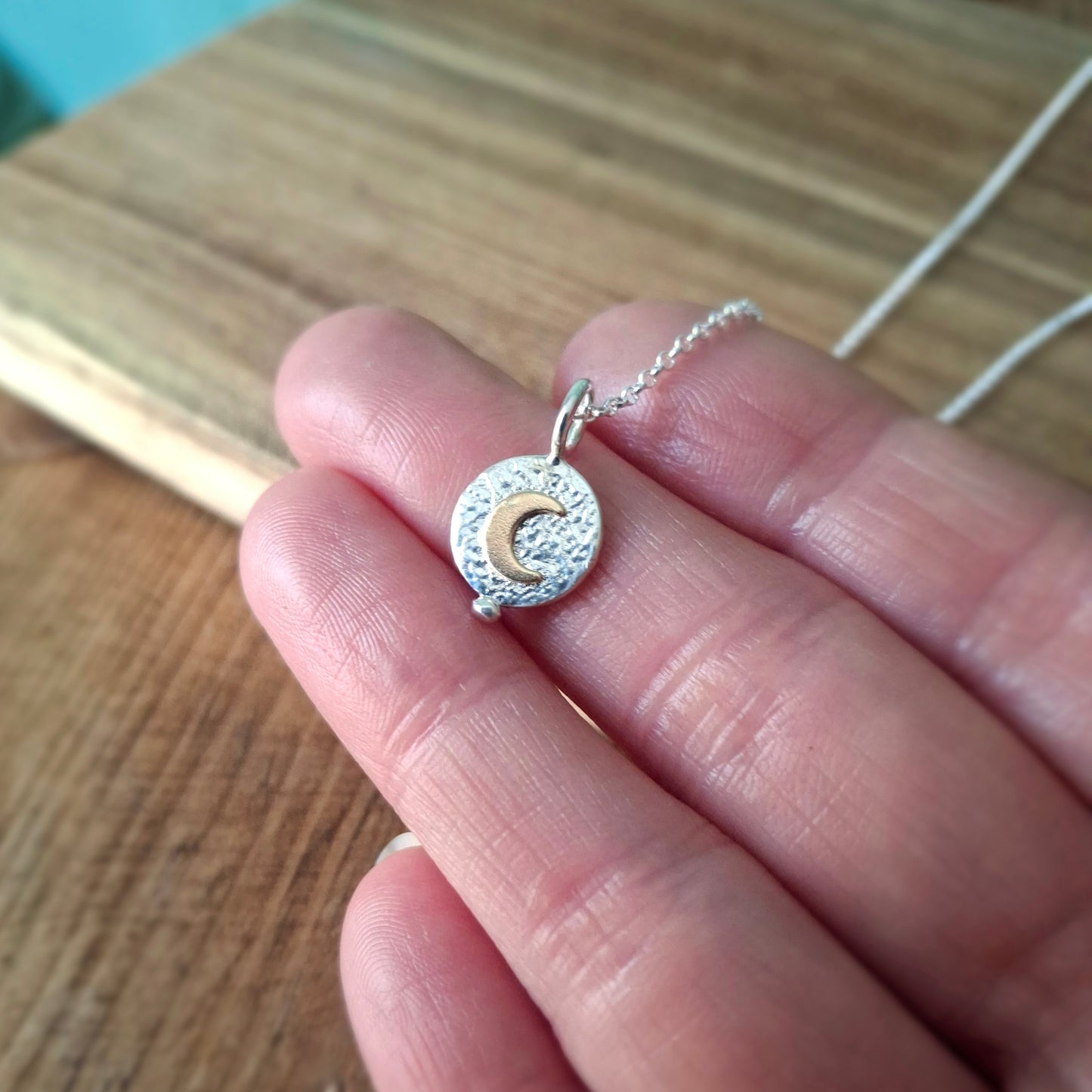 Boho Gold Crescent Moon Silver Necklace