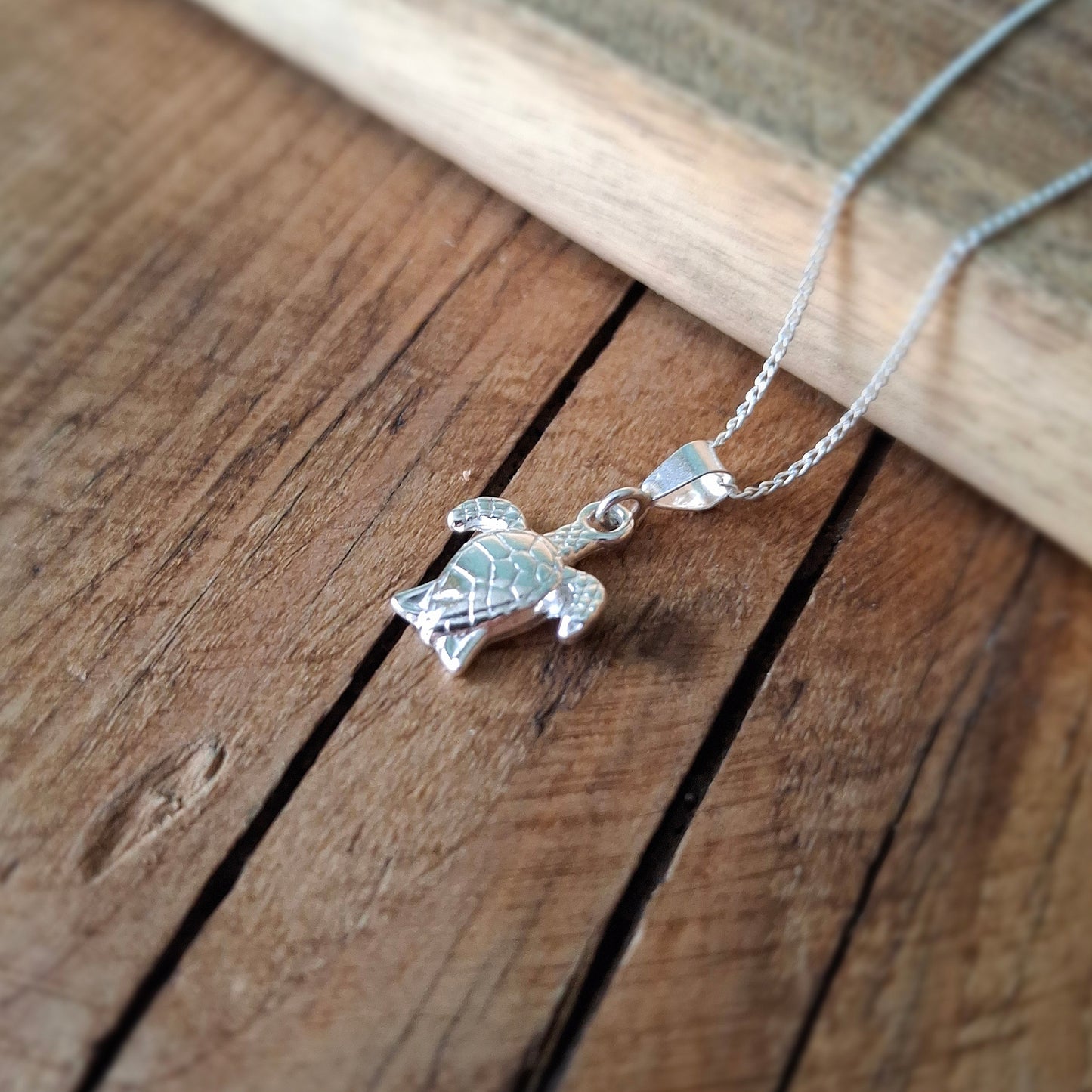 Cute Lttle Silver Turtle Charm Necklace