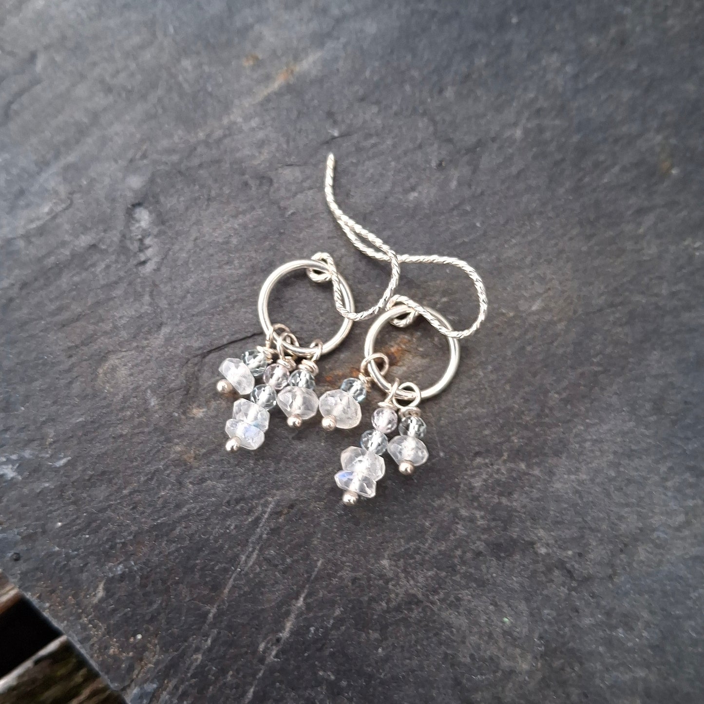 Winter Glow Earrings with Aquamarine & Moonstone