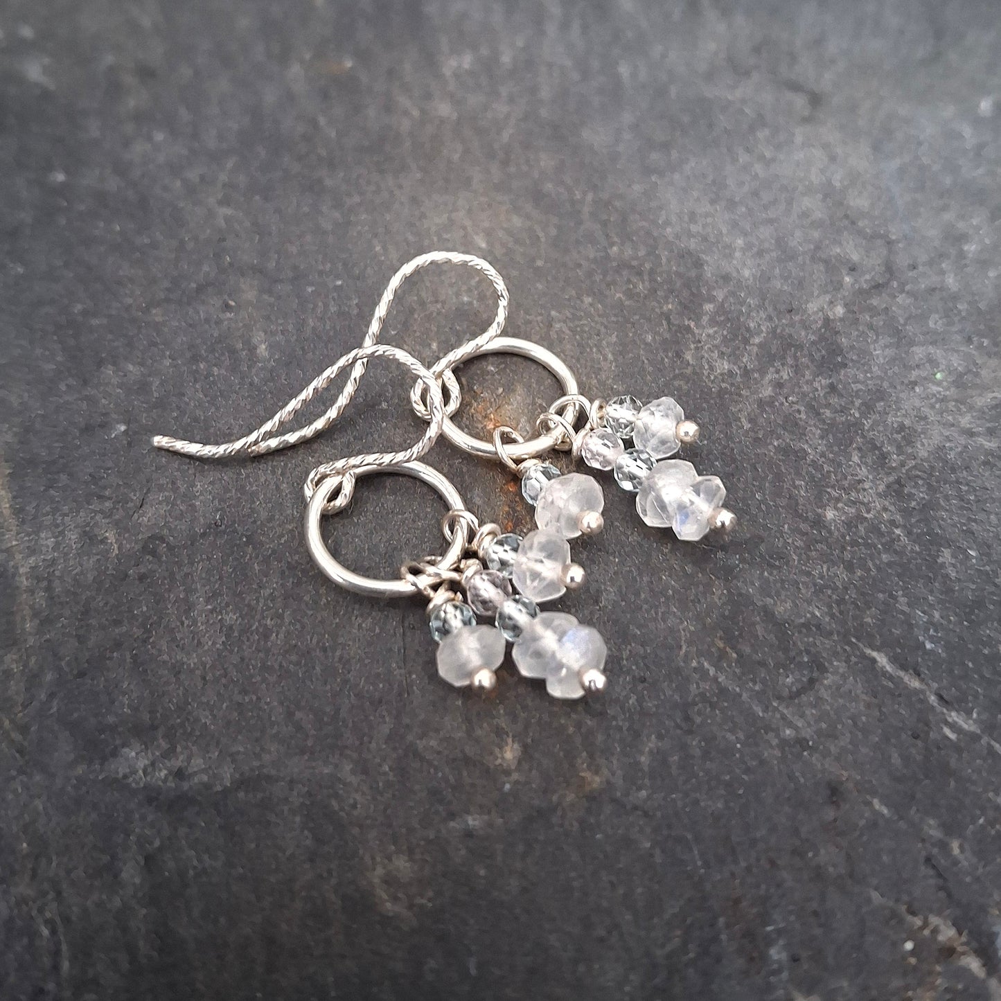 Winter Glow Earrings with Aquamarine & Moonstone