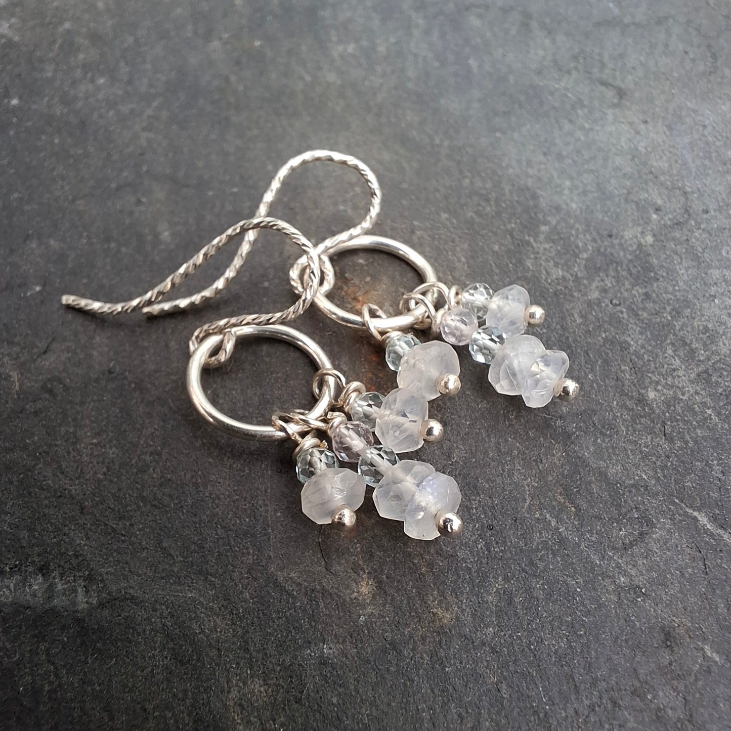 Winter Glow Earrings with Aquamarine & Moonstone