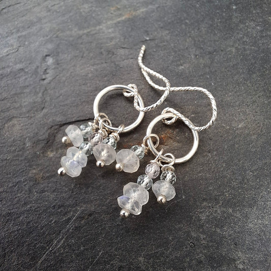 Winter Glow Earrings with Aquamarine & Moonstone
