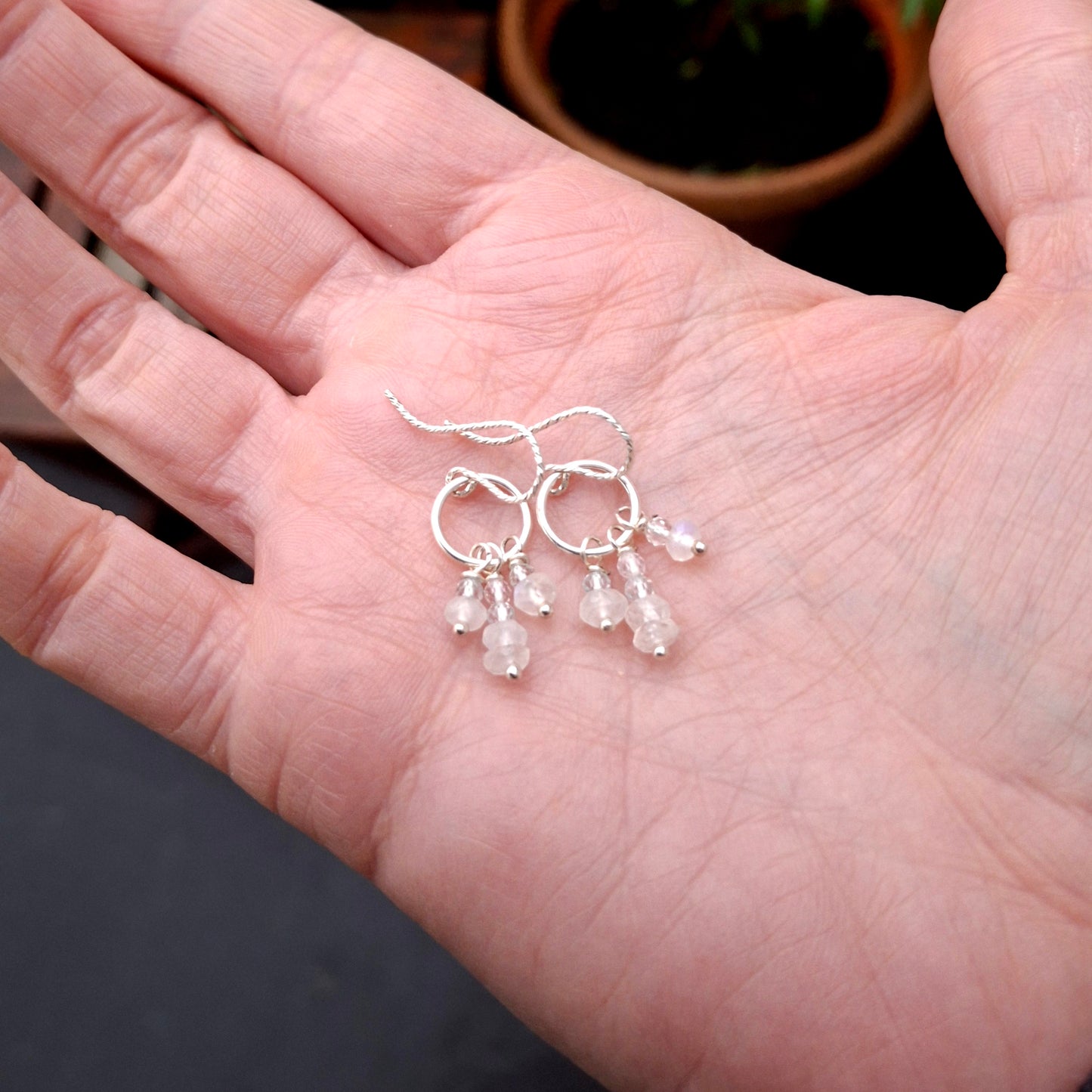 Winter Glow Earrings with Aquamarine & Moonstone