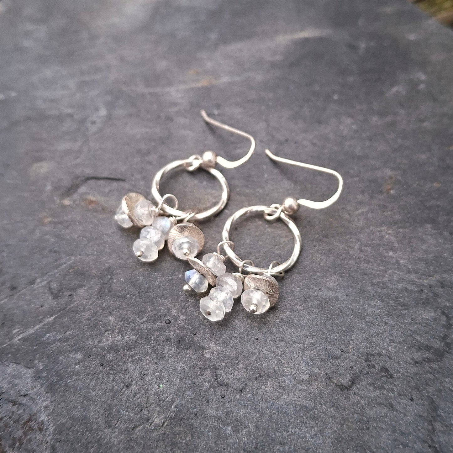 Winter Glow Earrings with Moonstones & Wavy Beads