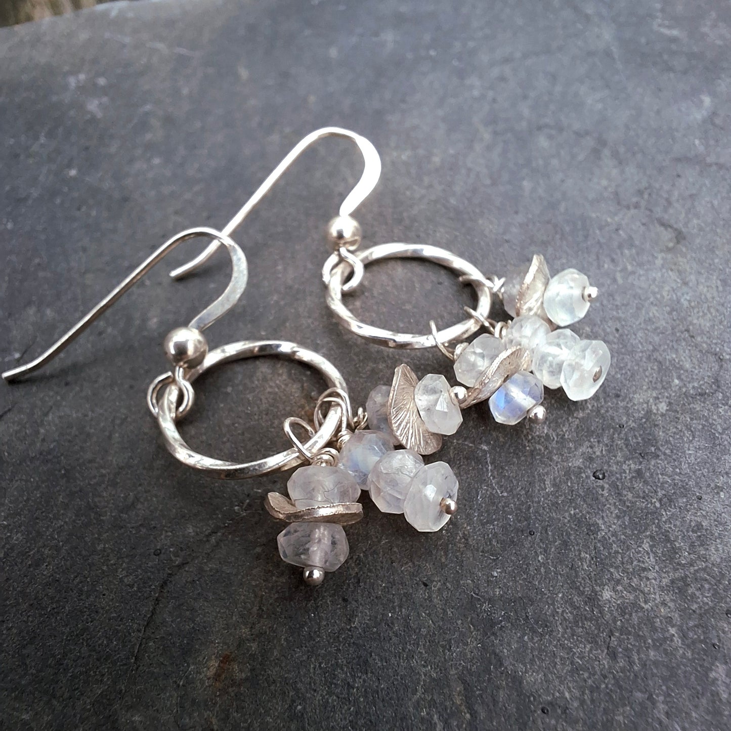 Winter Glow Earrings with Moonstones & Wavy Beads