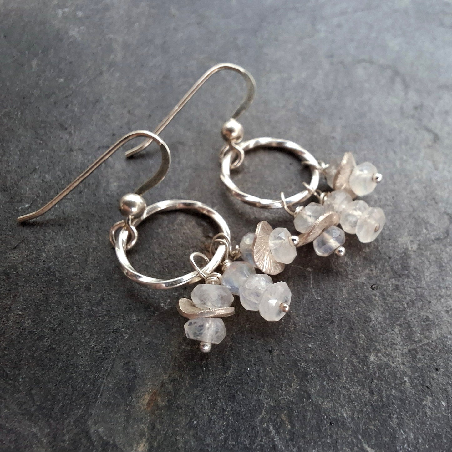 Winter Glow Earrings with Moonstones & Wavy Beads