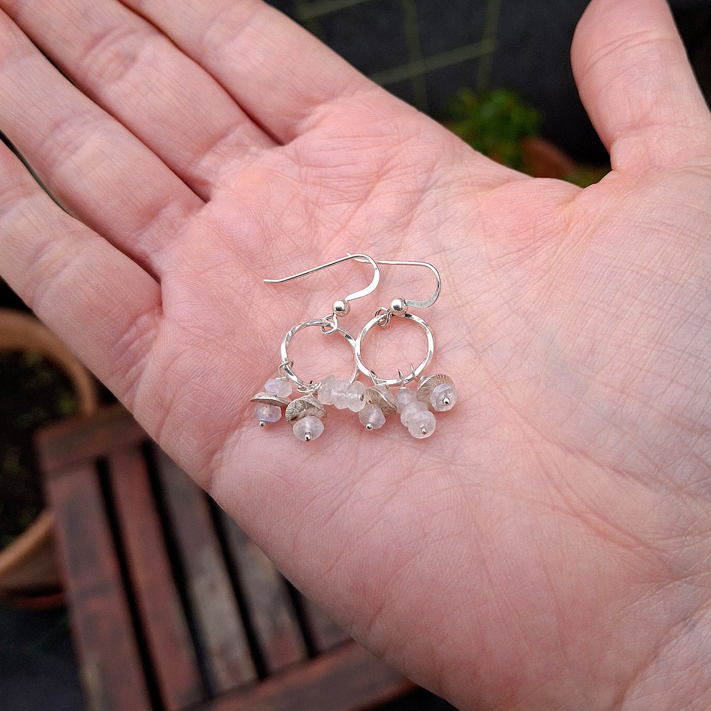 Winter Glow Earrings with Moonstones & Wavy Beads