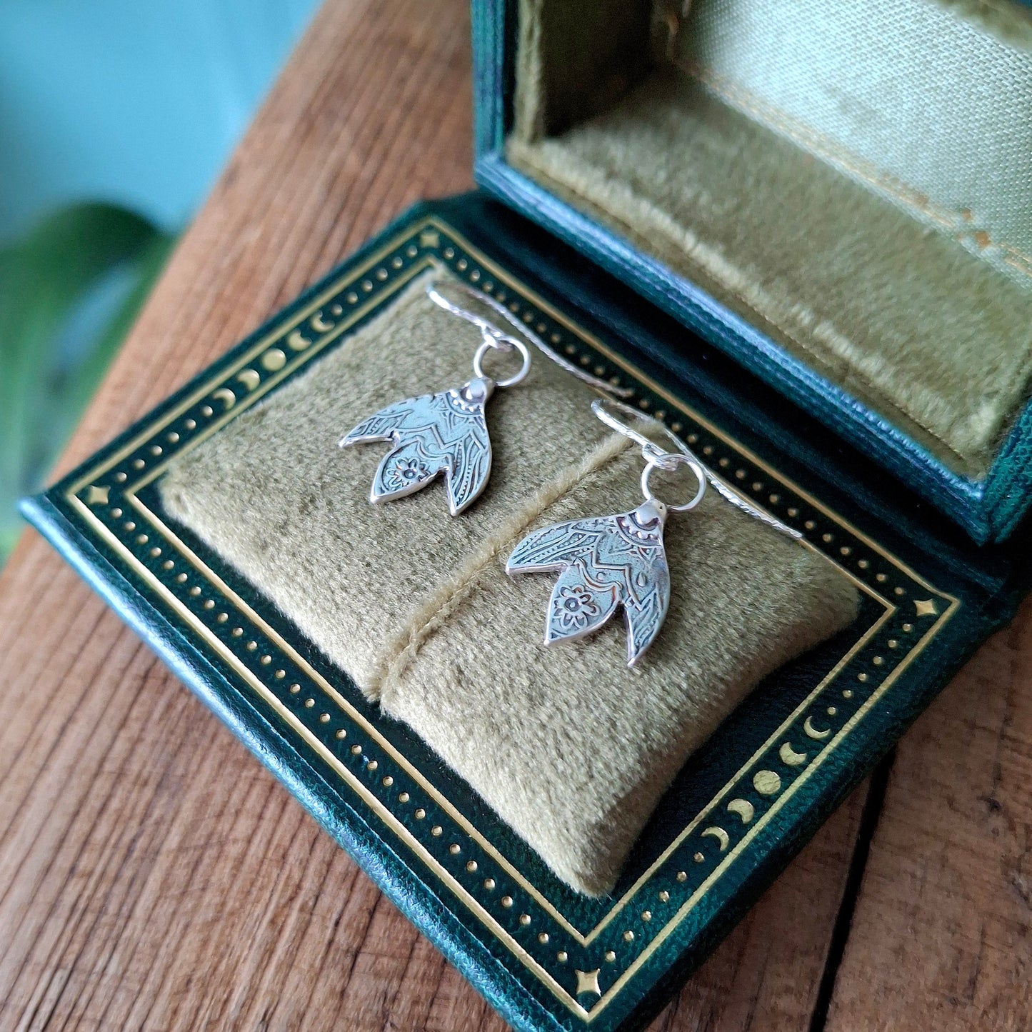 Handmade Mandala Snowdrop Silver Earrings