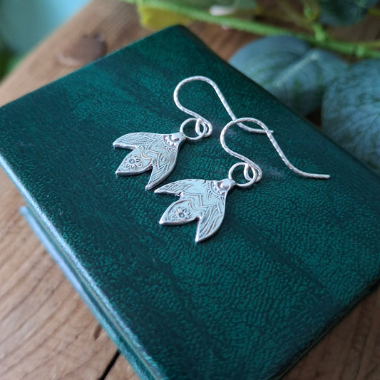 Handmade Mandala Snowdrop Silver Earrings