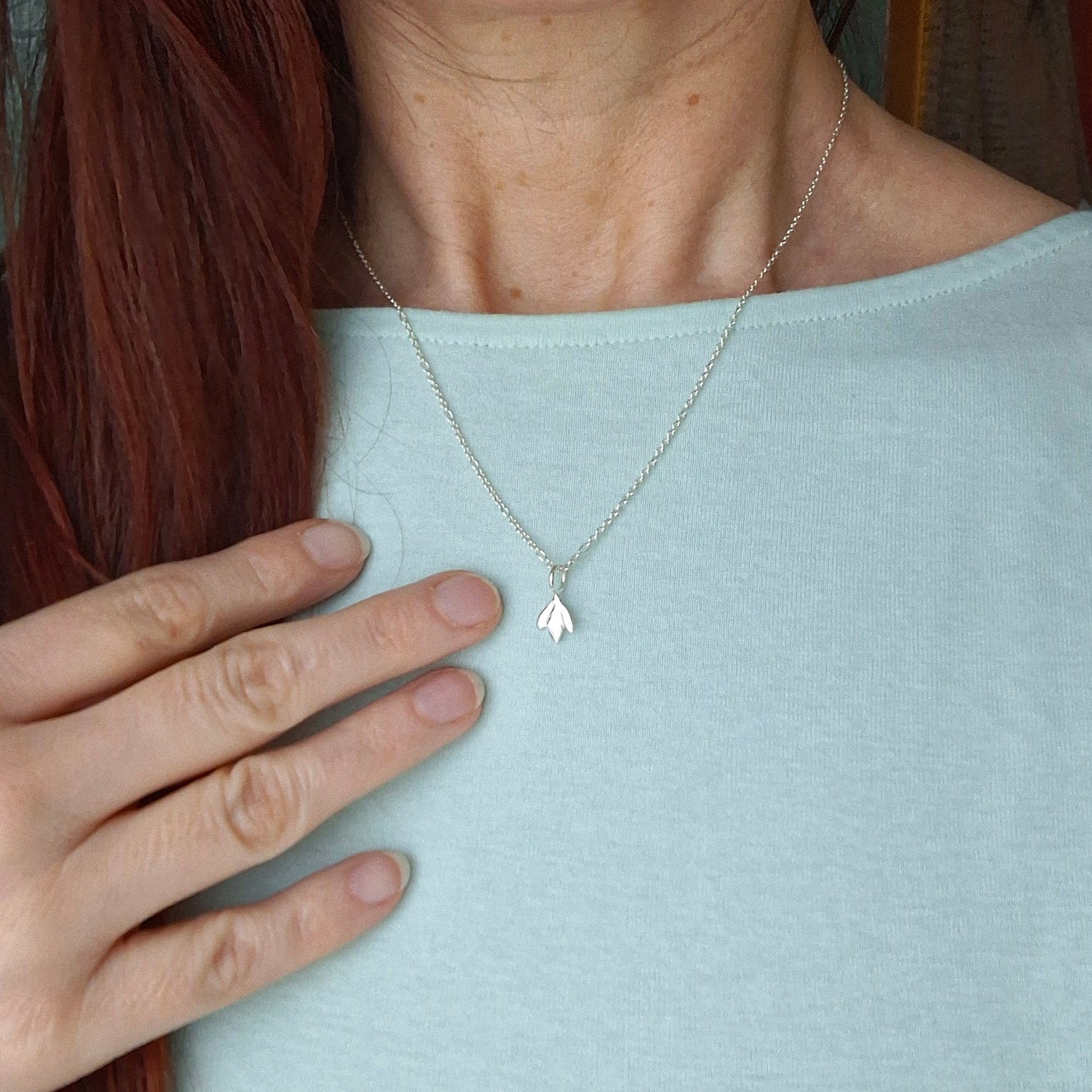 Small Handmade Snowdrop Silver Necklace