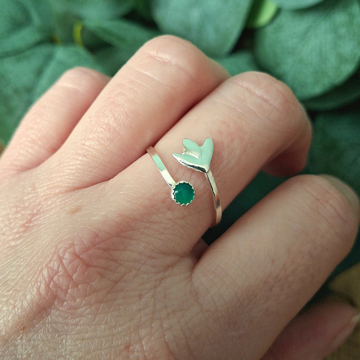 Handmade Adjustable Snowdrop Gemstone & Silver Ring - Made to Order