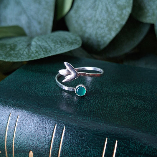Handmade Adjustable Snowdrop Gemstone & Silver Ring - Made to Order