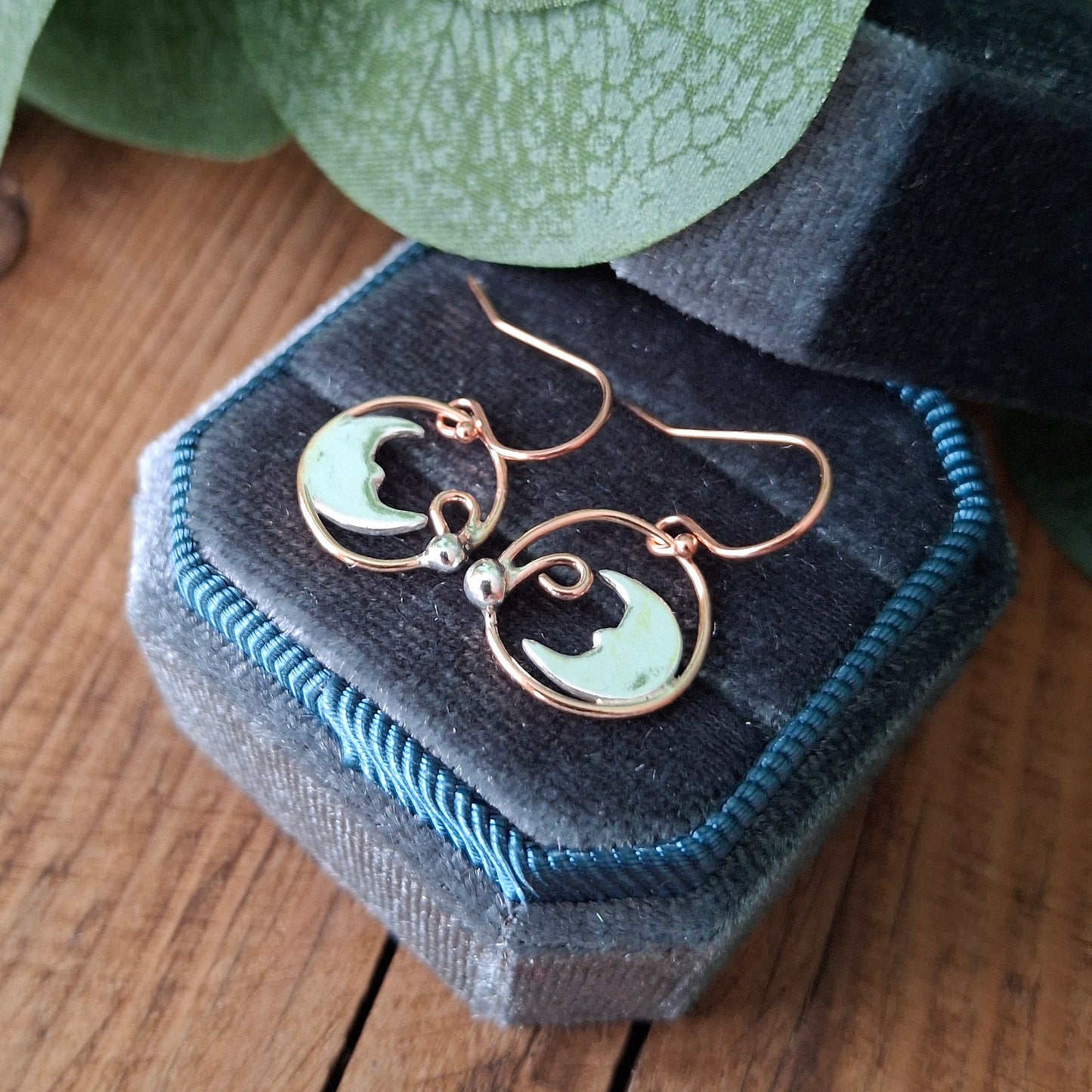 Handmade Quirky Moon Silver & Rose Gold Earrings