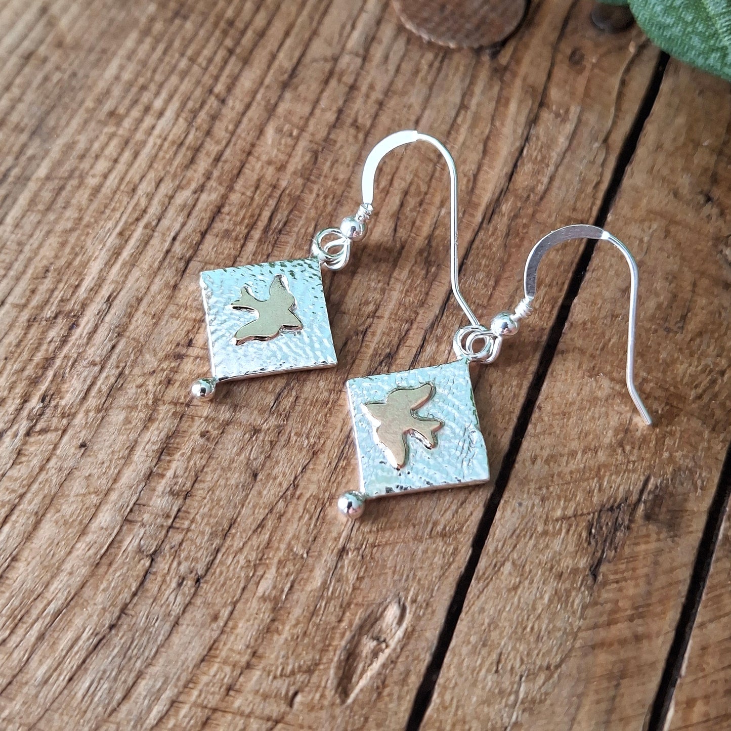 Birds Silver and Gold Earrings
