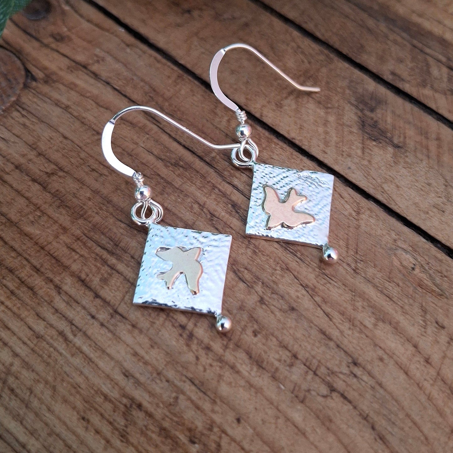 Birds Silver and Gold Earrings