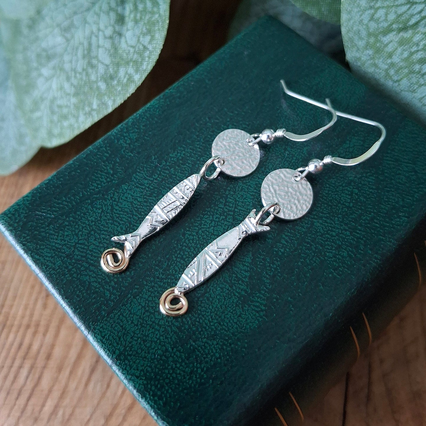 Handmade Quirky Silver & Gold Fish Earrings