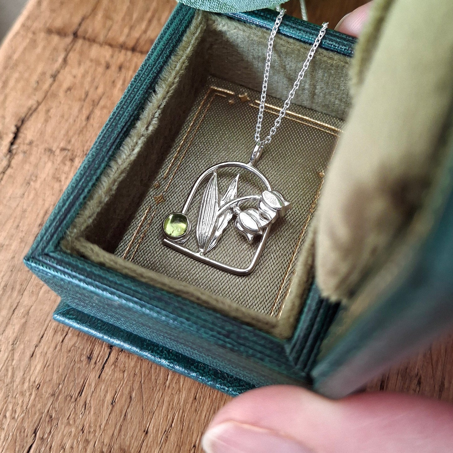 Handmade Lily of the Valley Peridot Arch Necklace