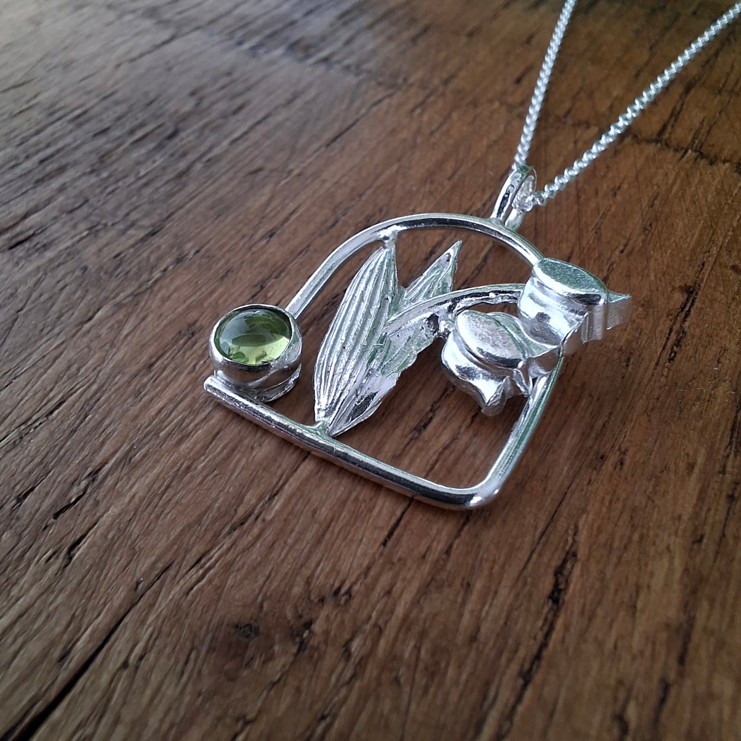Handmade Lily of the Valley Peridot Arch Necklace