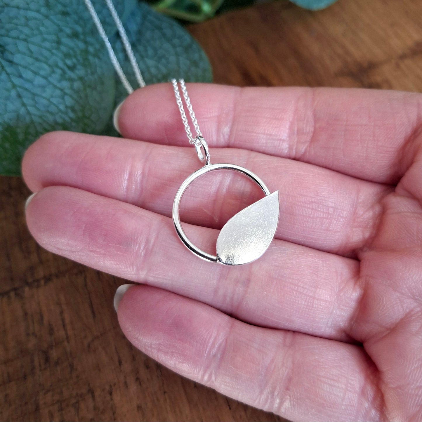 Handmade Minimalistic Leaf Silver Necklace