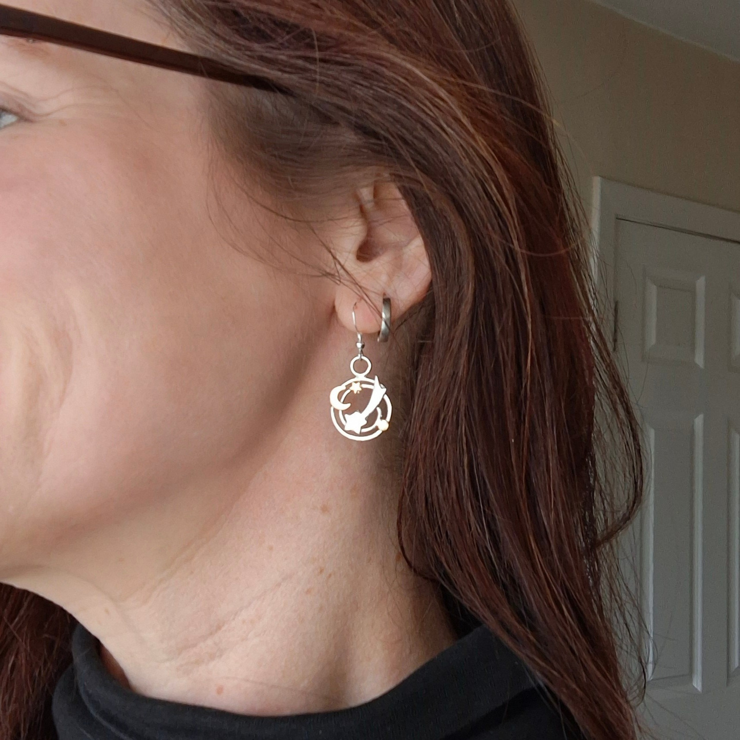 Handmade Celestial Shooting Stars Silver & Gold Filled Earrings