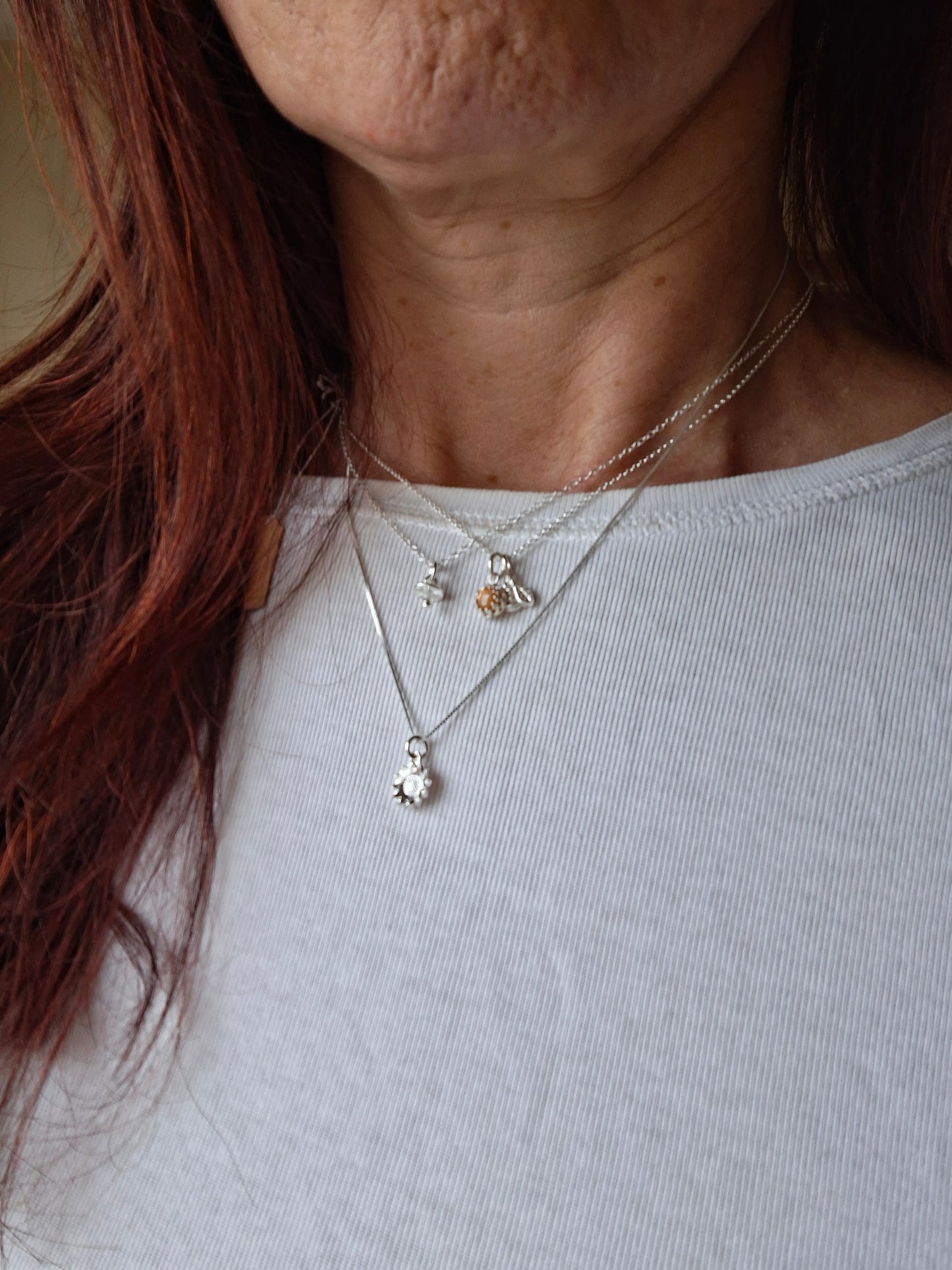 Bee Happy Amber Silver Necklace