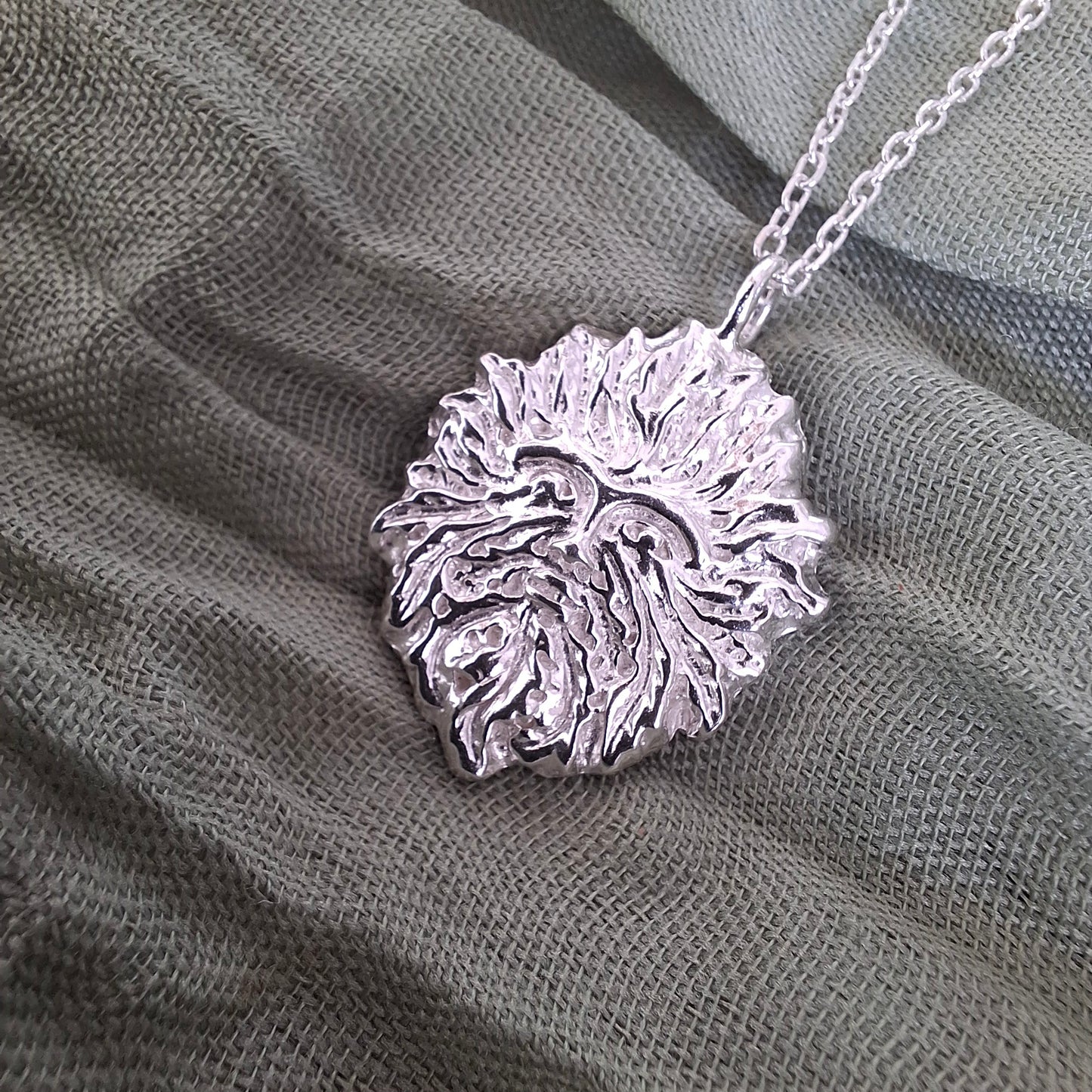 Handmade Wildman Silver Pendant with Necklace