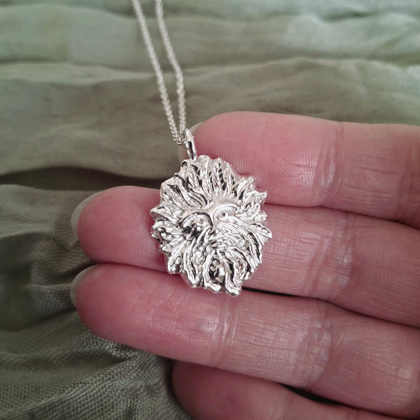 Handmade Wildman Silver Pendant with Necklace