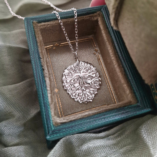 Handmade Greenman Silver Pendant with Necklace