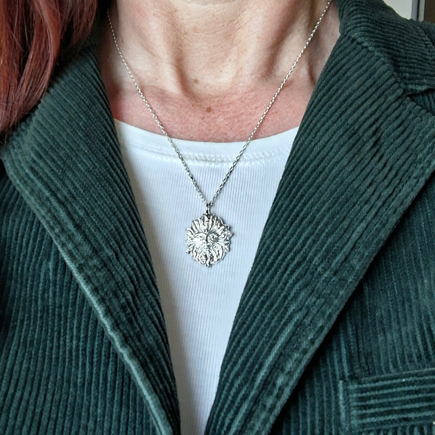 Handmade Wildman Silver Pendant with Necklace