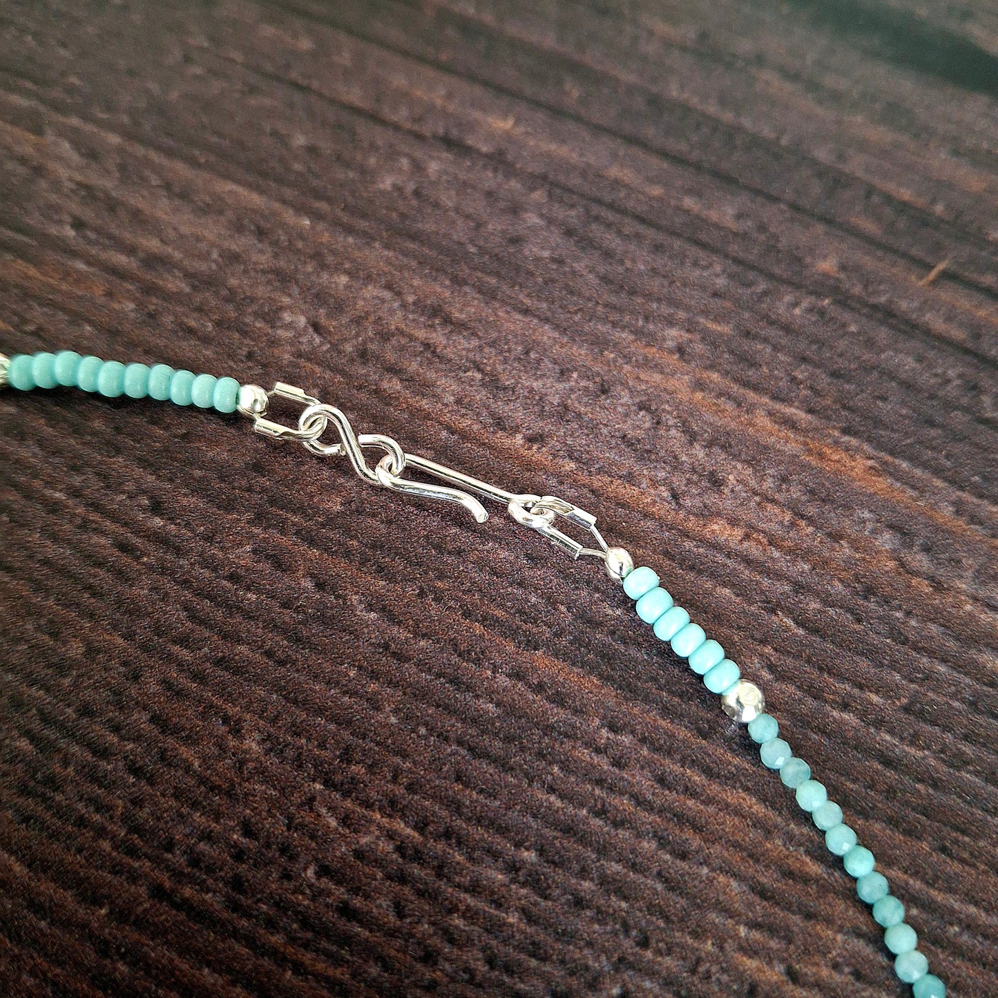 Chrysocolla and Amazonite Necklace with Silver Fish