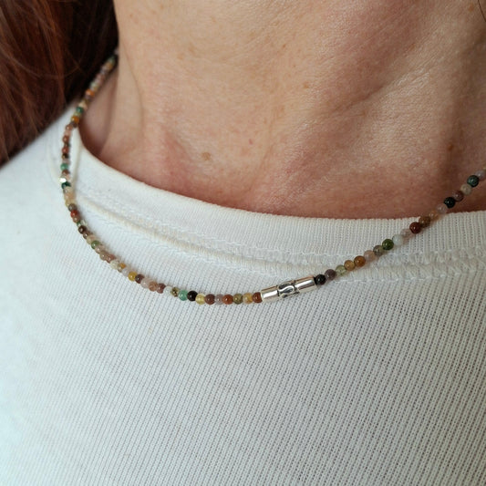 Indian Agate Necklace with Indian inspired long beads
