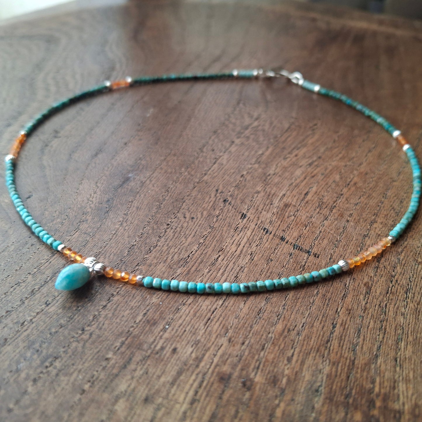 Chrysocolla, Carnelian and Amazonite Necklace