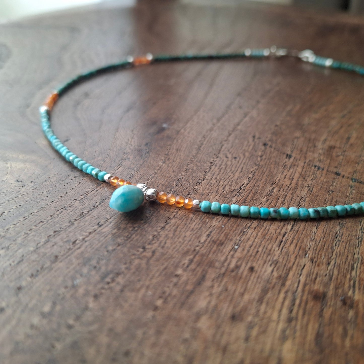 Chrysocolla, Carnelian and Amazonite Necklace