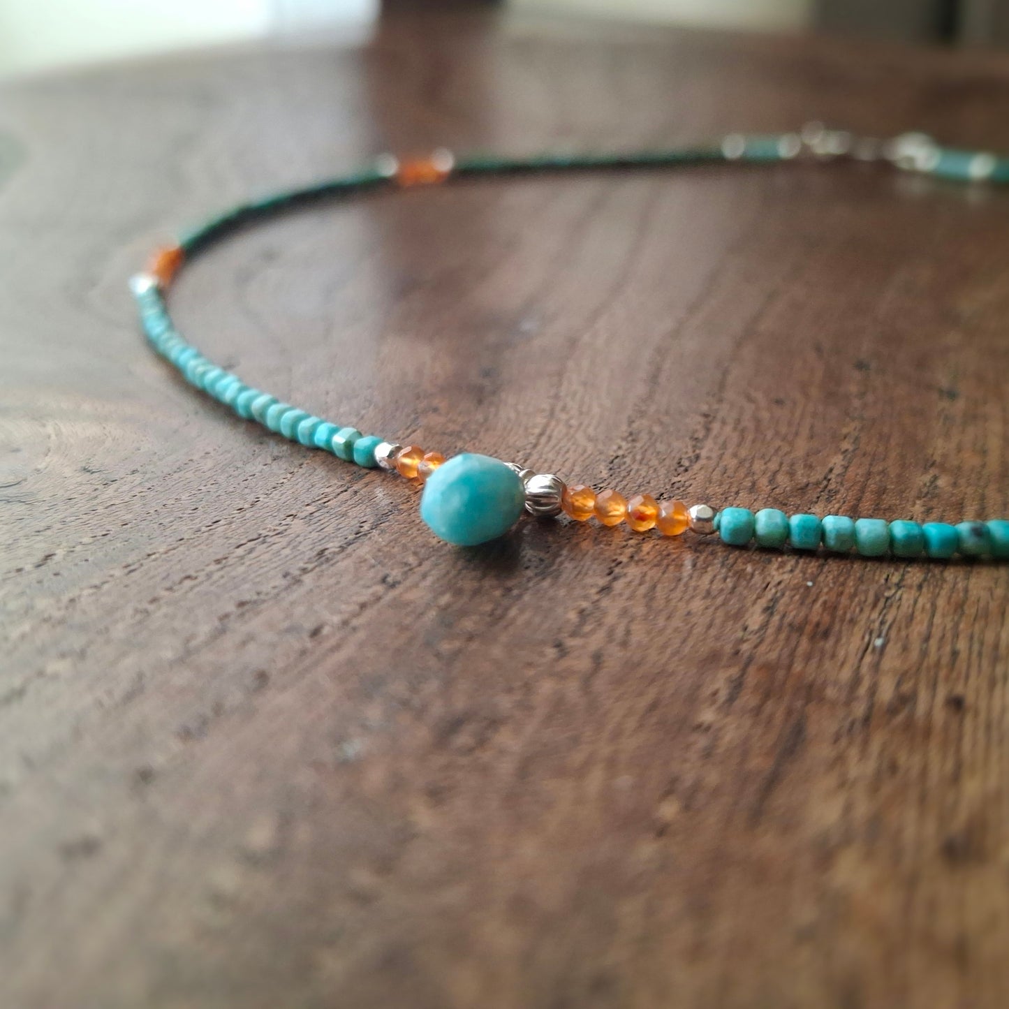 Chrysocolla, Carnelian and Amazonite Necklace