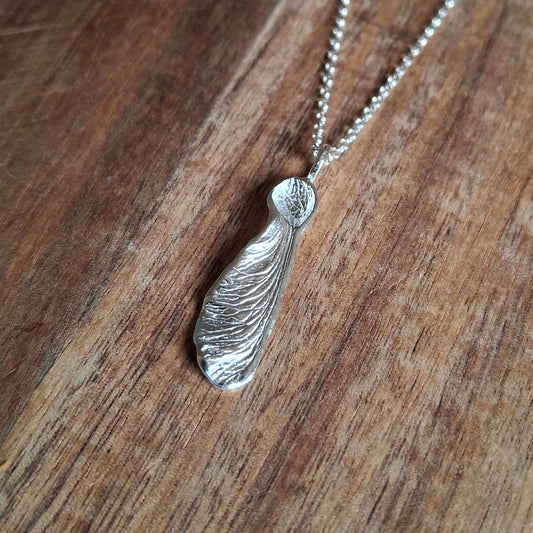 Handmade Real Sycamore Seed Silver Necklace 1