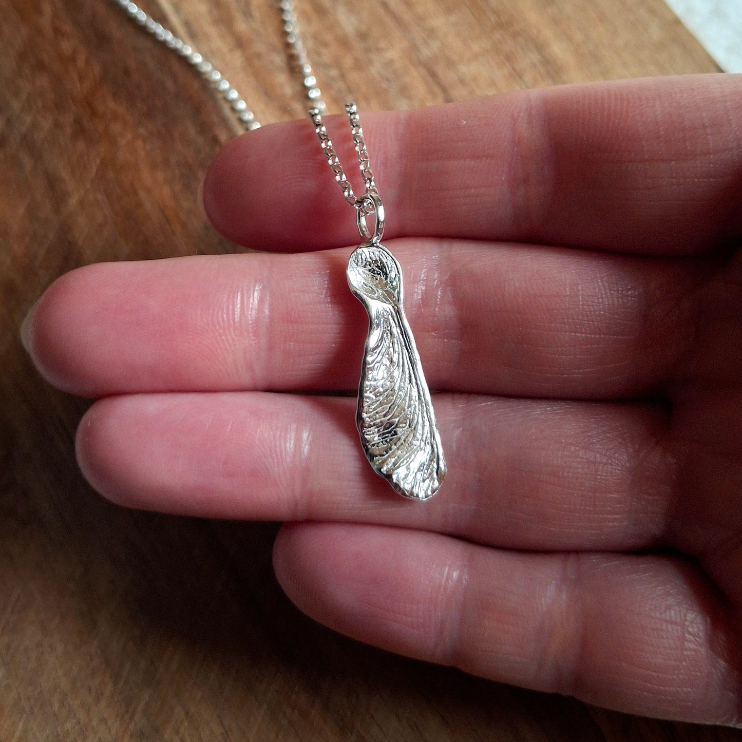 Handmade Real Sycamore Seed Silver Necklace 1