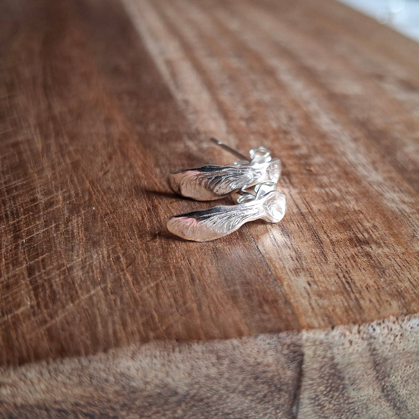 Handmade Sycamore Seed Silver Studs