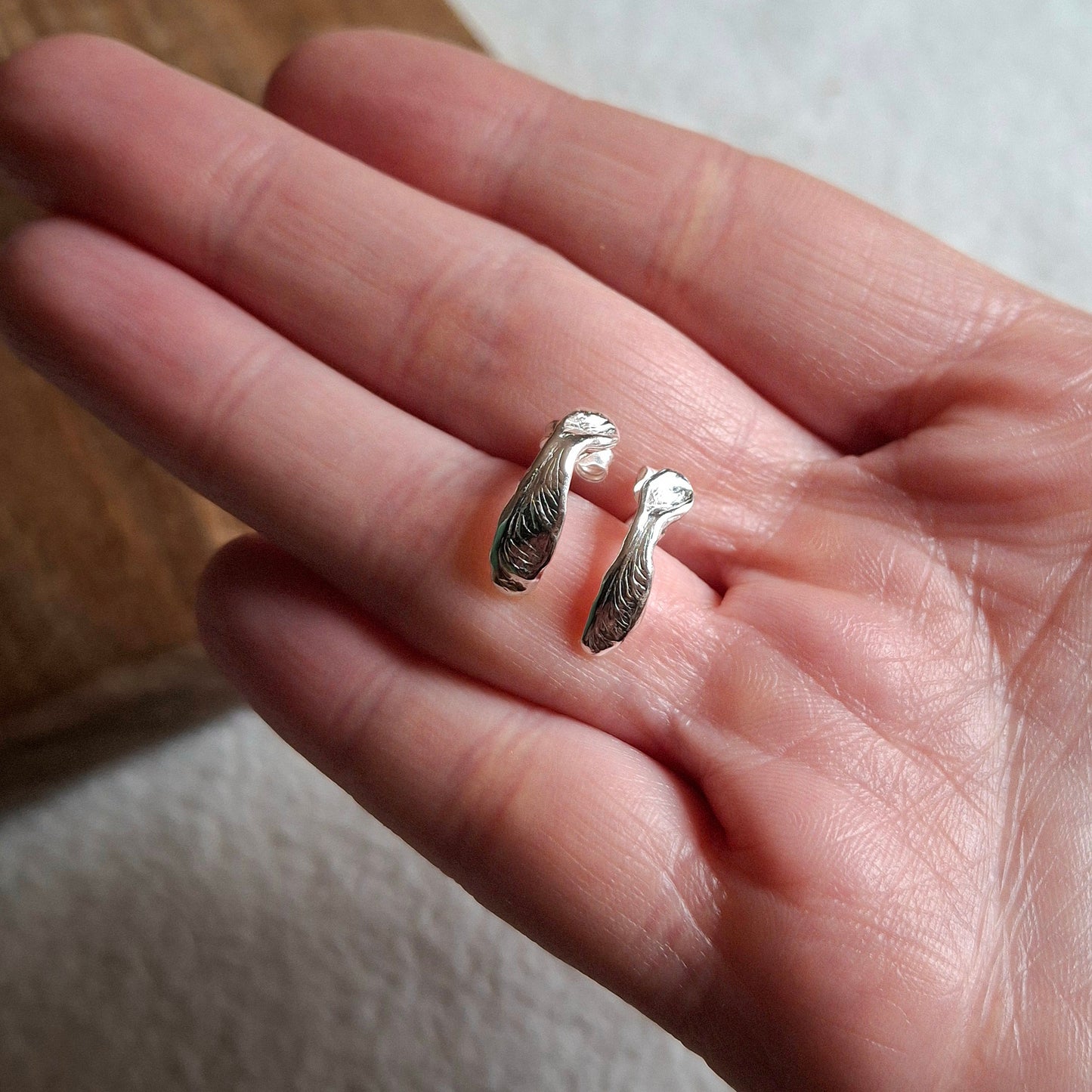 Handmade Sycamore Seed Silver Studs