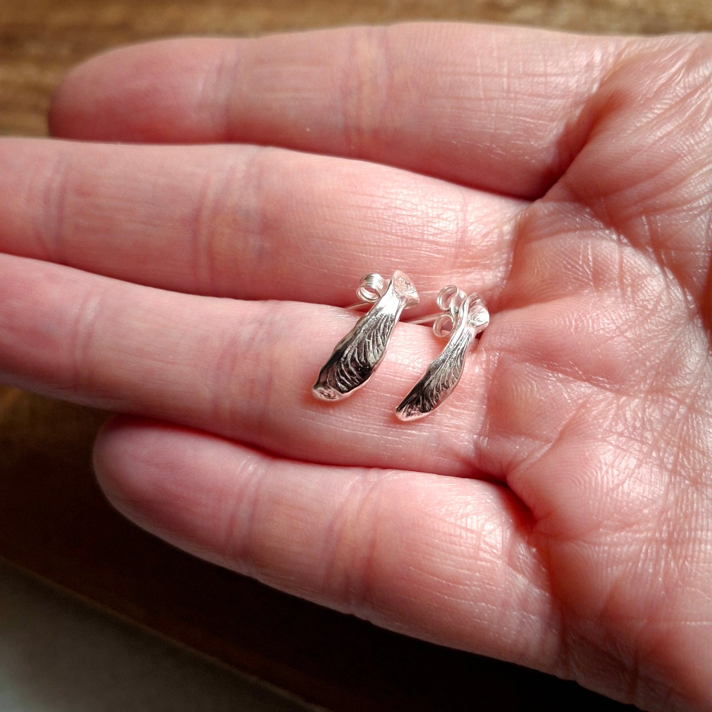 Handmade Sycamore Seed Silver Studs