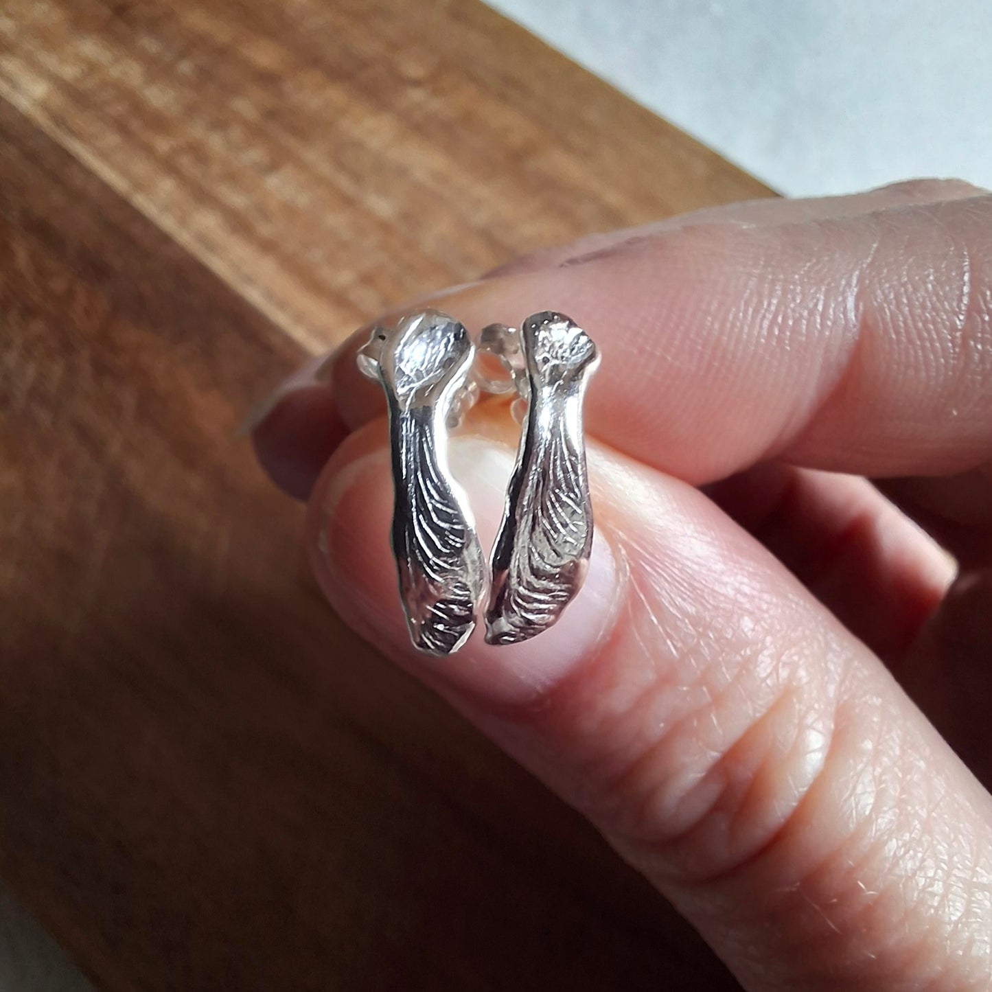 Handmade Sycamore Seed Silver Studs