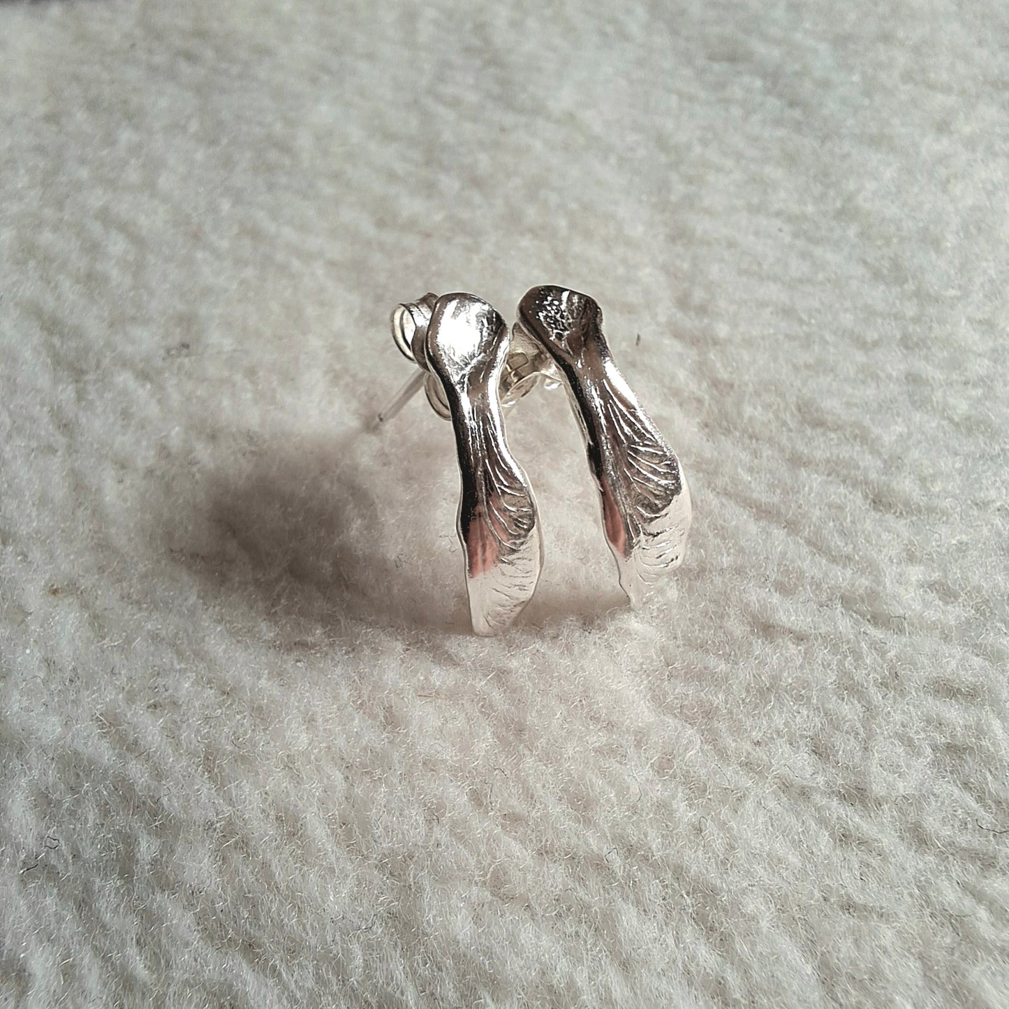 Handmade Sycamore Seed Silver Studs