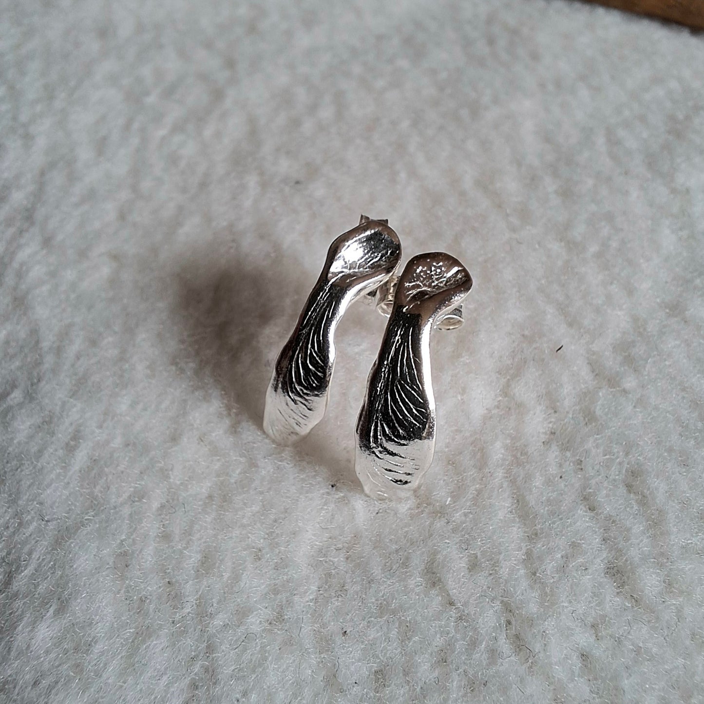 Handmade Sycamore Seed Silver Studs