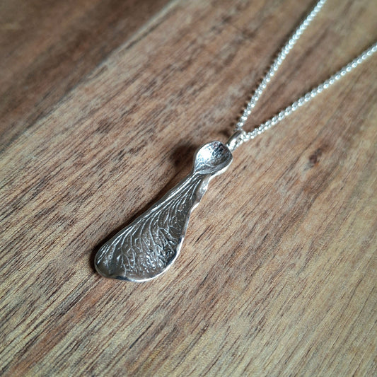 Handmade Real Sycamore Seed Silver Necklace 2