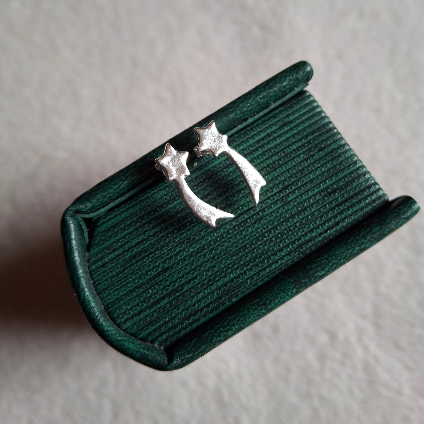 Handmade Celestial Shooting Stars Silver Studs