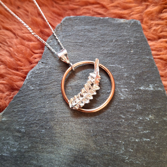 Real Fern Leaf Pendant - Silver and Copper Necklace