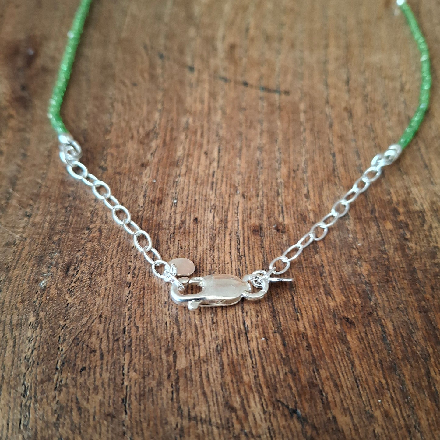 Oak Leaf Silver Necklace with Carnelian and Glass Beads